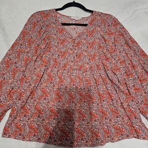 Solitaire Fall Long Sleeve Peasant Top Large